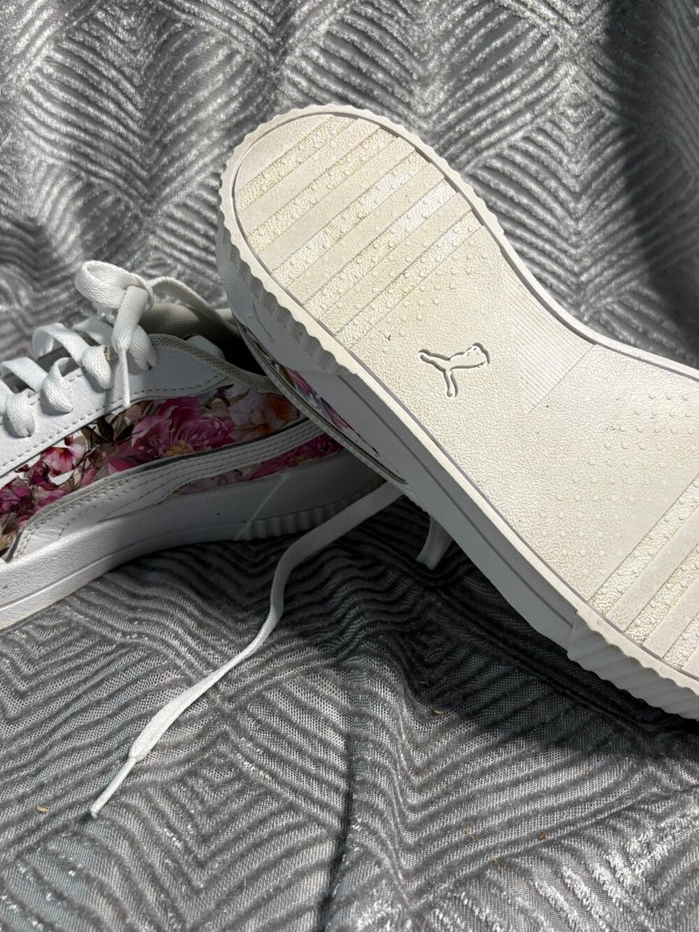 Upcycled Floral Sneakers | Hand-Embellished Puma Shoes | Women’s Size 8 - Picture 7 of 7